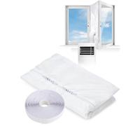 Kit Calfeutrage en Tissu pour Fenêtre et Porte Climatisation Mobile 200cm et 300cm et 400cm Joint d'Étanchéité Solide Arrêt de l'Air Chaud & Anti-Échanges d'air Installation Rapide et Facile Modèle