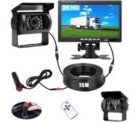 Kit Caméra de Recul BEYI 1080P HD - Écran LCD 7″ et Filaire Caméra Signal Stable en Temps réel, Vision Nocturne Étanche, pour Camion, Camping-Car, Remorque & Utilitaire (12V-24V) avec 15m Câble