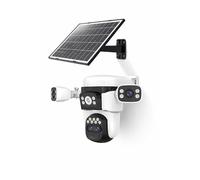 Kit Caméra de Surveillance 4x2Mp WiFi Quad-Lens avec Zoom x10 Multi-Écran, panneaux solaires, Détection Intelligente Mouvement Humain PIR, Vision Nocturne Couleur, Bat 8000 mAh, Linux O-KAM Pro T23