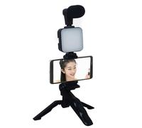 Kit caméra pour smartphone - Kit vidéo avec microphone, configuration portable | Kit de vlogging avec lumière LED, support de trépied pour diffusion en direct, vlogging, qualité professionnelle