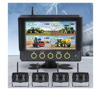 Kit Caméra Recul Enregistreur DVR sans Fil IPS AHD 7 Pouces Moniteur Étanche À Poussière, Caméra 4CH pour Camion, Chariot Élévateur Pelle Agricole(128G,2 Camera add Bracket)