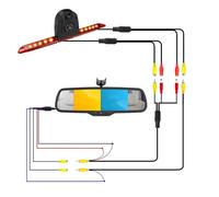 Kit Caméra Recul pour VW pour Crafter 2006-2016 Moniteur À Écran Partagé Kit De Caméra De Recul 720P Double Objectif Feu Stop Kit(B)