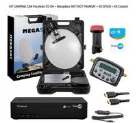 Kit Camping Car - Fransat - SRT 7407 - Parabole 35 CM - Récepteur HD - Kit Coaxial
