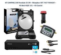 KIT CAMPING CAR Parabole 35 CM + Récepteur SRT 7407 FRANSAT + Kit Best HQSF 101 + Kit Coaxial