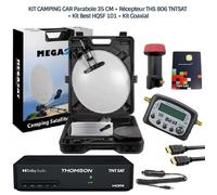 KIT CAMPING CAR Parabole 35 CM + Récepteur THS 806 TNTSAT + Kit Best HQSF 101 + Kit Coaxial
