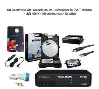 KIT CAMPING CAR Parabole 35 CM + Récepteur TNTSAT THS 806 + LNB HD4K + Kit pointeur sat+ kit câble
