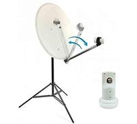 Kit Camping Car Parabole Satellite Acier 60cm avec Bras Repliable + LNB Single Trepied