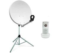 Kit Camping Parabole Satellite Acier Blanche 65cm + LNB Single + Trepied