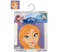 Kit canevas 12x12cm Disney - Anna de la reine des neiges - Gros trous enfants MULTICOLORE G