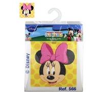 Kit canevas 12x12cm Disney - Minnie fond jaune - Gros trous enfants MULTICOLORE G