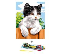 Kit canevas 18 x 14 cm Margot Canevas modèle chat noir et blanc