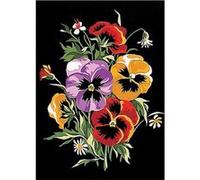 Kit canevas 22x30cm Fleurs les pensées Fabrication Française MULTICOLORE G