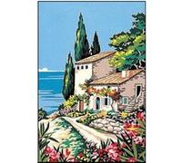 Kit canevas 22x30cm Le sud + aiguille + fils coton broderie Fabrication Française MULTICOLORE G