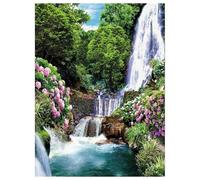 Kit Canevas au Demi Point Croix Ensemble de broderie tapisserie Ensemble de broderie au point de Y compris fil de coton multi-brins-Cascade,style 8,50x70cm(Sans cadre)