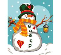 Kit Canevas Blanc Bonhomme De Neige 25x30 Cm 100% Coton