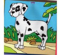 Kit Canevas Chien Dalmatien 16 X 16 Cm Gros Trous