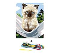 Éditions Margot – Kit canevas complet Le Petit chat siamois 14 x 18 cm