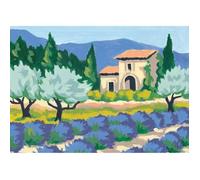 Kit Canevas complet Les Champs de lavande 14 x 18 cm