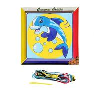 Kit compet Canevas - 15x15cm - Dauphin bulles - gros trous spécial débutant Multicolore