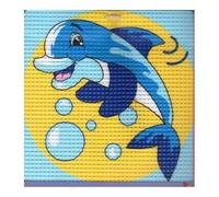 Kit compet Canevas - 15x15cm - Dauphin bulles - gros trous spécial débutant Multicolore G