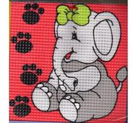 Kit Canevas Eléphant 16 X 16 Cm Gros Trous