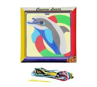 Kit compet Canevas - 15x15cm - Dauphin cerceau - gros trous spécial débutant Multicolore
