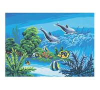 Kit canevas gros trous Collection D'Art ""Paire de dauphins"" 22x30 cm