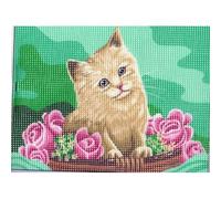 Kit Canevas Le Chat Aux Roses 15 X 20 Cm