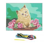 Kit Canevas Le Chat aux Roses 15 x 20 cm