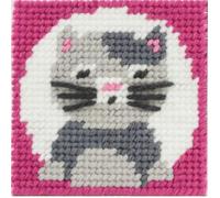 Kit Canevas - Le Chat - Choupette - 15 x 15 cm - Enfant - Toile à gros trous