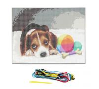 Kit Canevas - Le Chiot - 15x20 cm - Aiguille incluse - Fils 100% coton - Instructions fournies