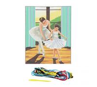 Kit canevas 15x20cm Ecole de danse toile coton + aiguille + fils enfants danseuses MULTICOLORE