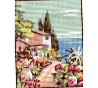 Kit Canevas Maison en Bord de Mer E 14 x 18 cm Pénélope Blanc Petits Trous