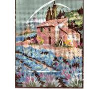 Kit Canevas Maison en Provence et Lavande F 14 x 18 cm Pénélope Blanc Petits Trous