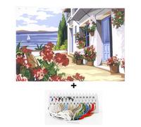 Kit canevas modèle terrasse fleurie 30 x 40 cm Seg de Paris