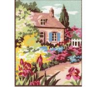 Kit Canevas - Pénélope - Cottage Fleuri - 14 x 16 cm - 100% coton - Aiguille incluse