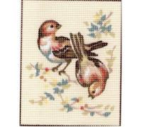Kit Canevas - Pénélope - Oiseaux - 14 x 18 cm - Toile imprimée - Aiguille et fil inclus
