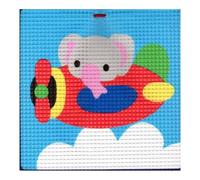 Kit Canevas Petit Eléphant En Avion 16 X 16 Cm Gros Trous
