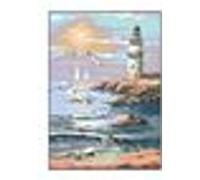 Kit canevas Phare mer Marque Margot toile coton + aiguille + fils coton broderie couture MULTICOLORE G