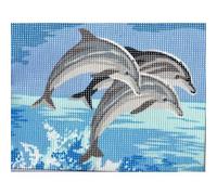 Distrifil Kit Canevas Trio de Dauphins 15 x 20 cm