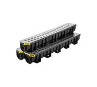 Kit Caniveau Extérieur Drainage Tranchée Grille Acier Inox 15x13x100cm 3PCS