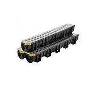 Kit Caniveau Extérieur Lot de 3 Système de Drainage Tranchée Grille en Acier Inoxydable 15 x 13 x 100 cm avec 3 Embouts