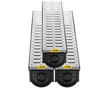 VEVOR Kit Caniveau Extérieur, Lot de 3, Système de Drainage Tranchée Grille en Acier Inoxydable 15 x 13 x 100 cm, avec 3 Embouts, Connexion à Emboîtement, pour Drain Jardin, Allée, Piscine, Passerelle