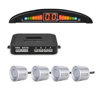 Kit Capteur Stationnement Radar Recul Arrière pour Voiture Affichage Numérique Précis Alarme Obstacle Parktronic 4 Capteur Radar De Recul Aide(Argent)