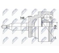 NTY NPZ-FR-055 Jeu de joints, arbre de transmission