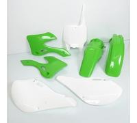 Kit carénage UFO vert et blanc compatible avec moto Kawasaki 125 KX 1999 à 2002