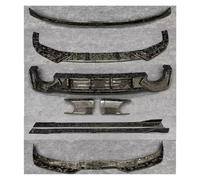 Kit Carrosserie Complet en Fibre De Carbone Forgée Pare-Chocs Avant Diffuseur De Coffre Arrière Becquet Jupe Latérale pour RS6 C8 2019-2024 Becquets Avant(Body kit E)