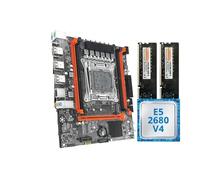 Kit Carte mère Gaming X99 avec XeoEE5 2680 V4 et DDR4 8Gx2 2133MHz Double Canal ECC RA-M M.2 NVME for PC de Bureau(Motherboard+CPU)