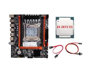 Kit carte mère X99H avec processeur E5 2673 V3, câble de commutation, câble SATA, LGA 2011-V3, RAM DDR3X4, M.2 NVME, PCI-E 3.0 X16, SATA3.0