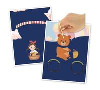 Kit Cartes À Gratter La Petite Fille Et L'ourson 15 X 20 Cm 2 Pièces